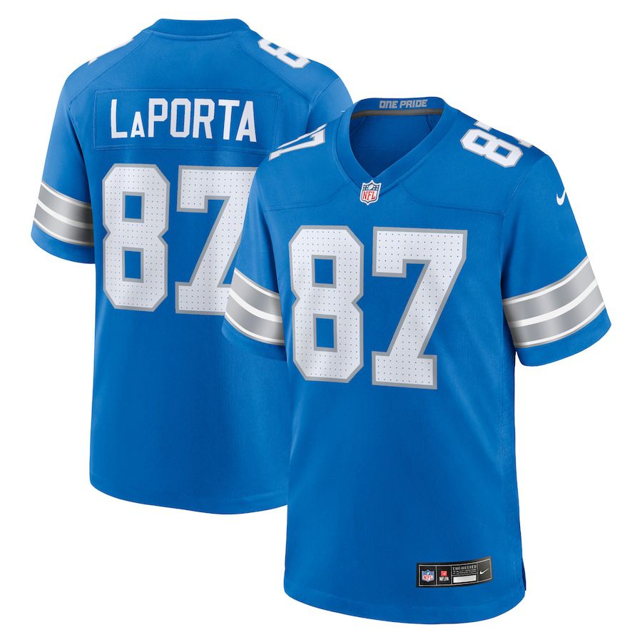 Men Detroit Lions #87 Sam LaPorta Nike Blue Game NFL Jersey->detroit lions->NFL Jersey